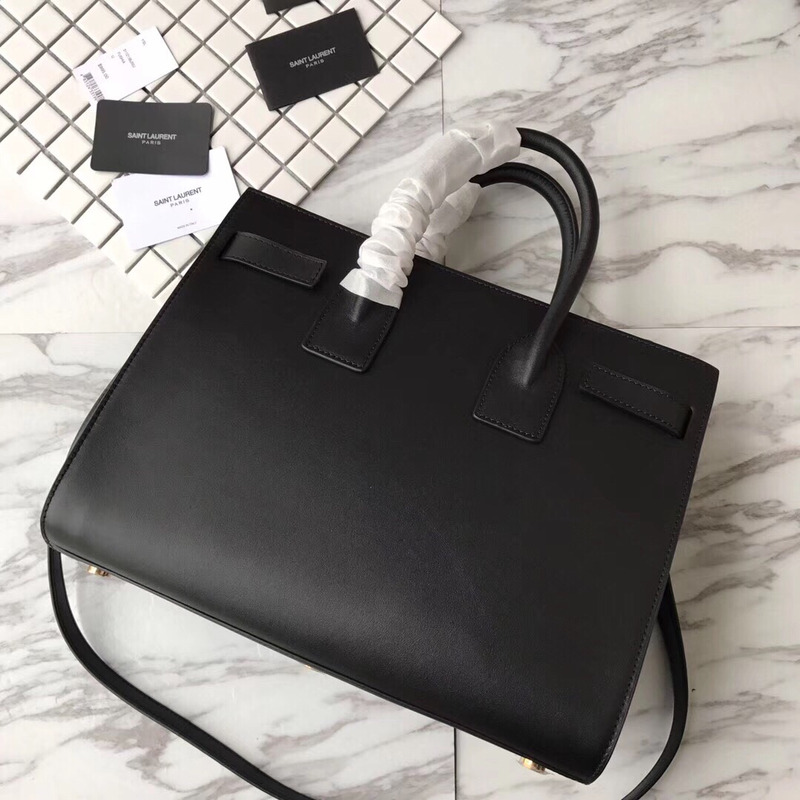 Saint Laurent Sac de jour Thin Large Bag In Grained Leather Noir