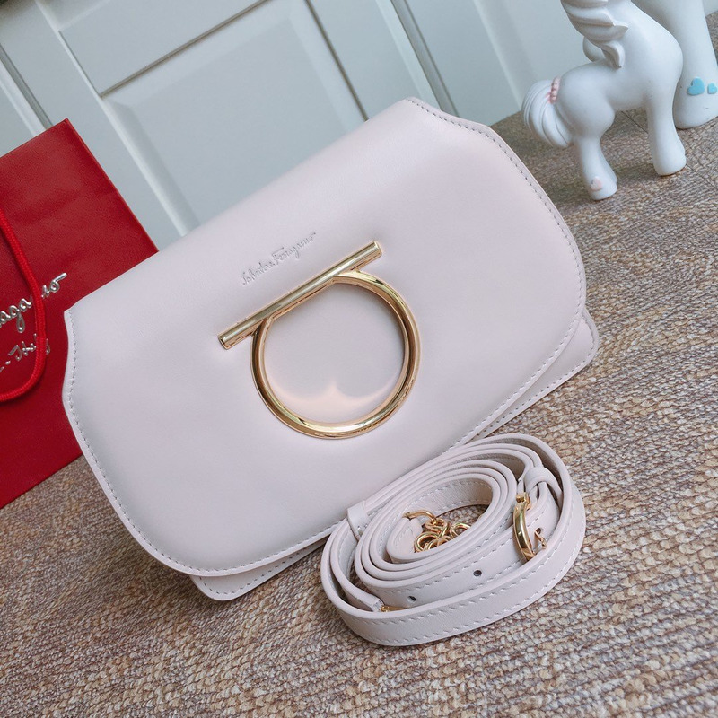 Ferragamo Calfskin Vela Mini Crossbody Bag Antique Pink