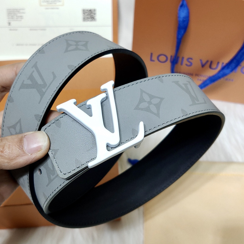 l**is V*t*n white lv lock leather belt grey