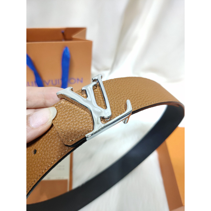 LV INITIALES 40MM KHAKI LEATHER SILVER LV
