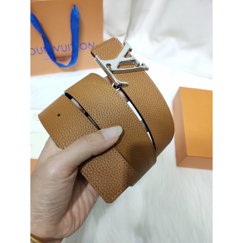 LV INITIALES 40MM KHAKI LEATHER SILVER LV