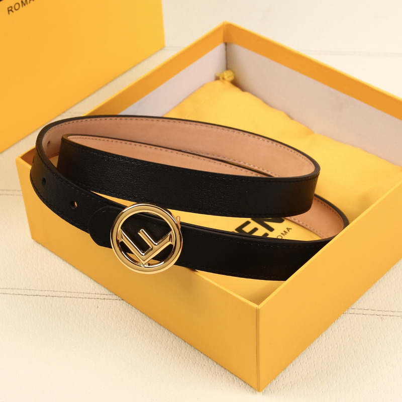 F**di black leather belt