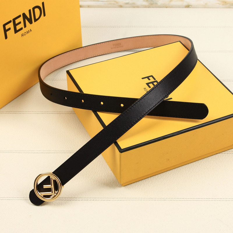 F**di black leather belt