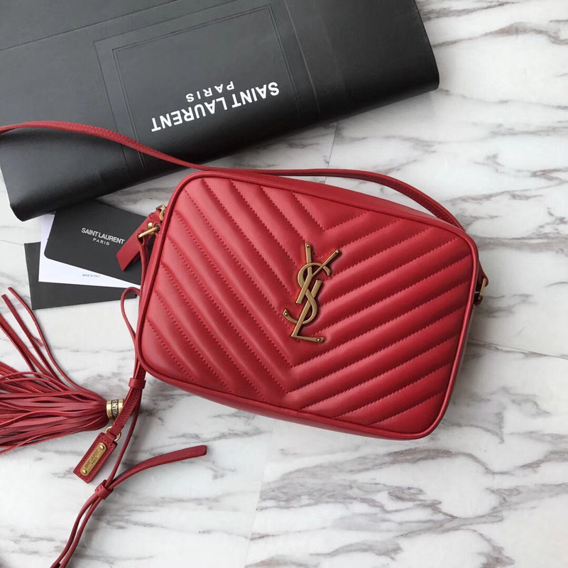 Saint Laurent Lou Camera Bag In Quilted Leather Red