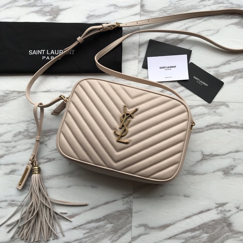 Saint Laurent Lou Camera Bag In Quilted Leather Beige