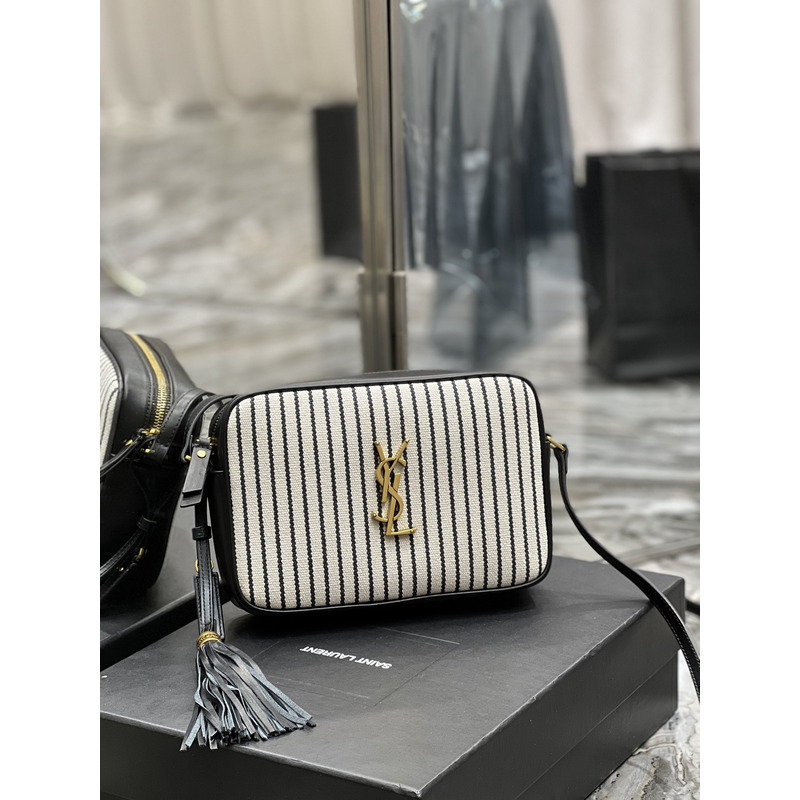 Saint Laurent LOU Camera Bag In Canvas And Smooth Leather