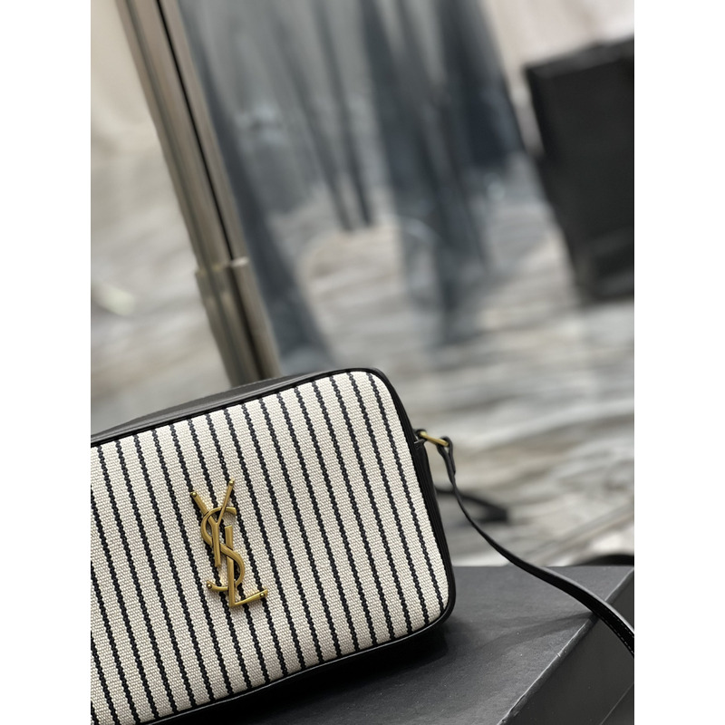 Saint Laurent LOU Camera Bag In Canvas And Smooth Leather