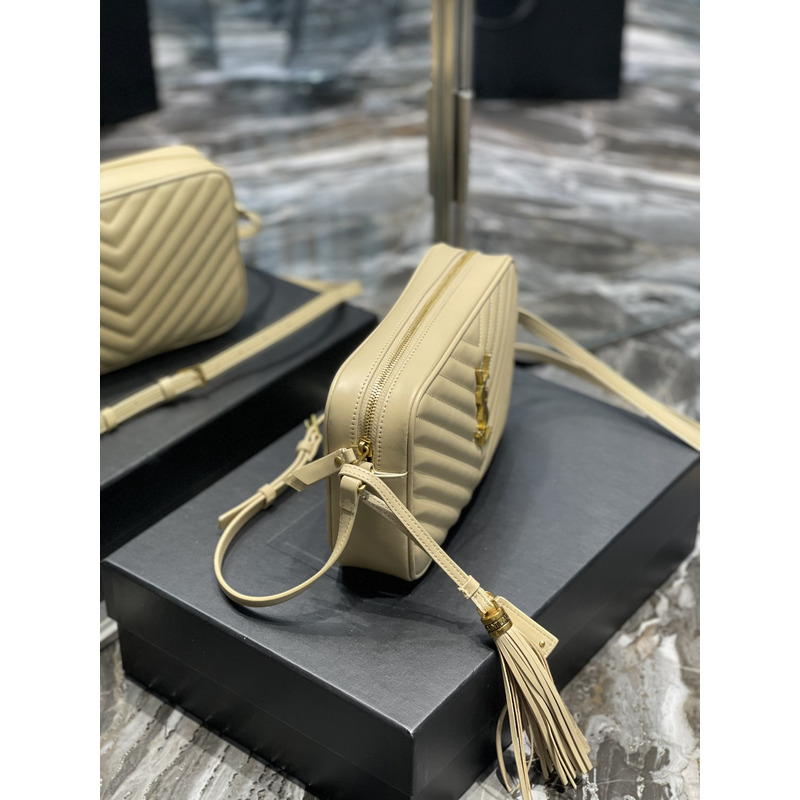 Saint Laurent Lou Monogram Calf Crossbody Bag Beige