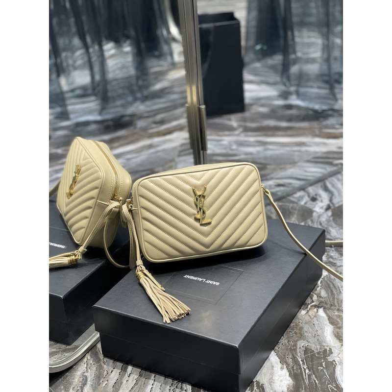 Saint Laurent Lou Monogram Calf Crossbody Bag Beige