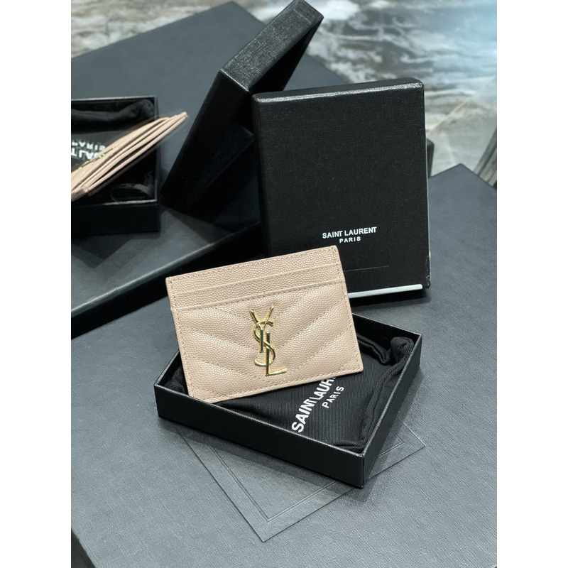 Saint Laurent Monogram Card Hold Pink