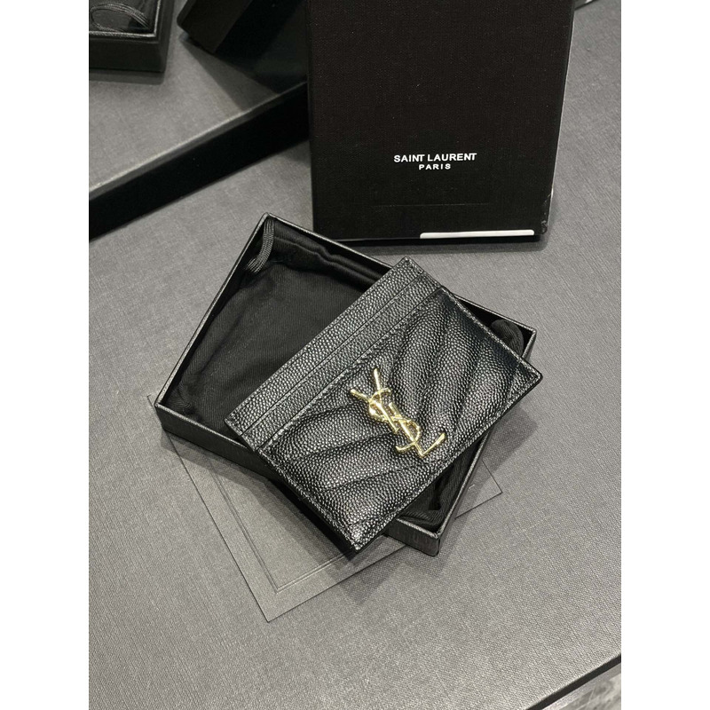 Saint Laurent Monogram Gold Metal Card Hold Black