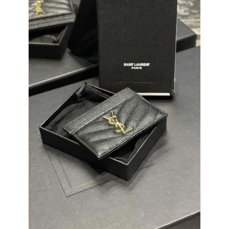 Saint Laurent Monogram Gold Metal Card Hold Black