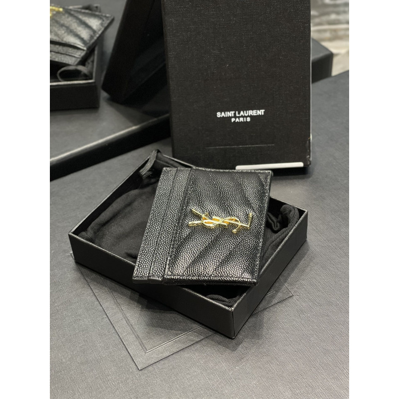 Saint Laurent Monogram Gold Metal Card Hold Black