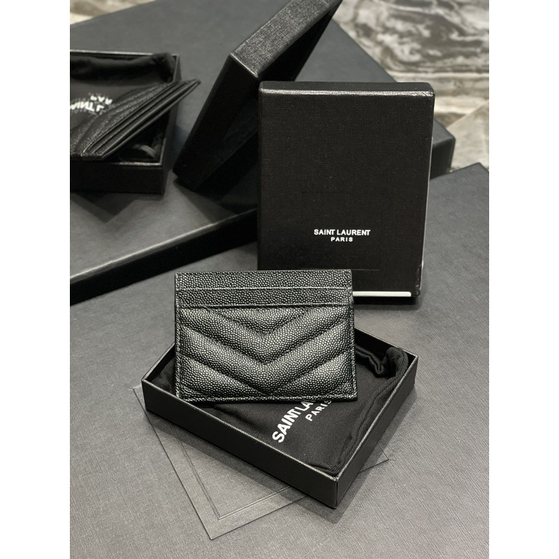 Saint Laurent Monogram Gold Metal Card Hold Black