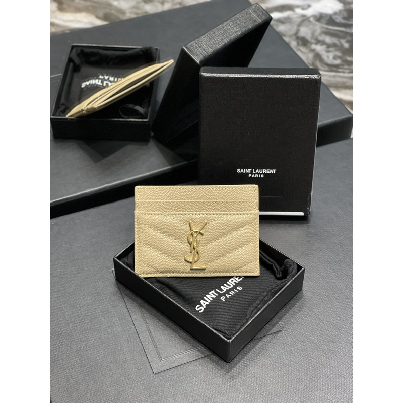 Saint Laurent Monogram Card Hold Beige