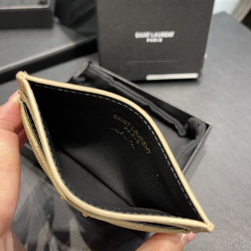 Saint Laurent Monogram Card Hold Beige