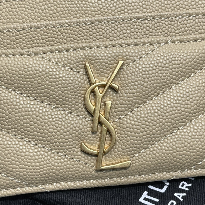Saint Laurent Monogram Card Hold Beige
