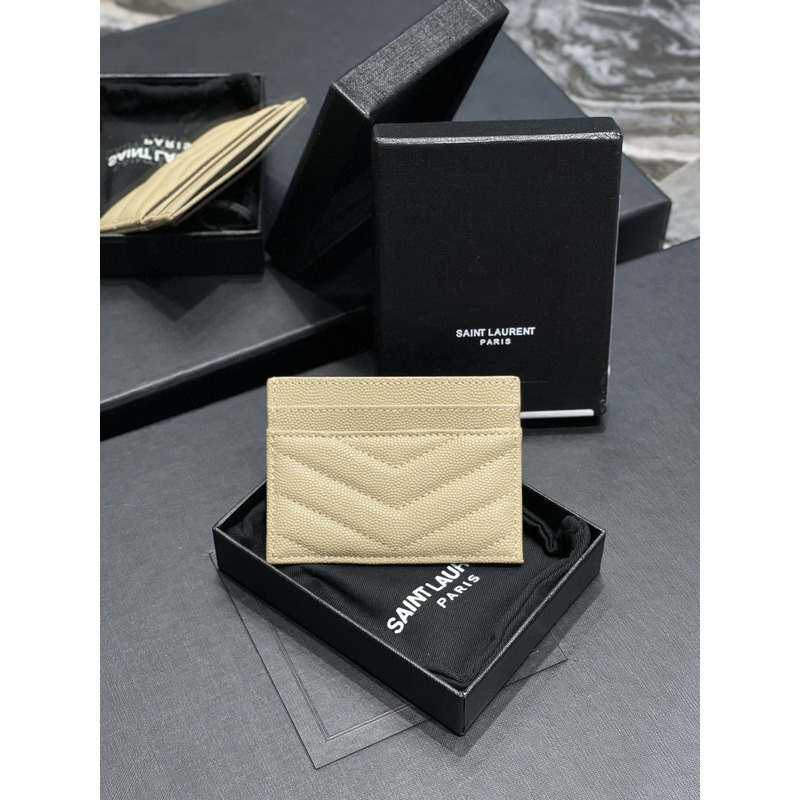Saint Laurent Monogram Card Hold Beige