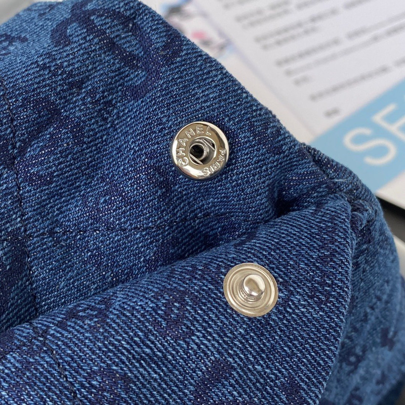 Ch*el 22 denim tote bag blue