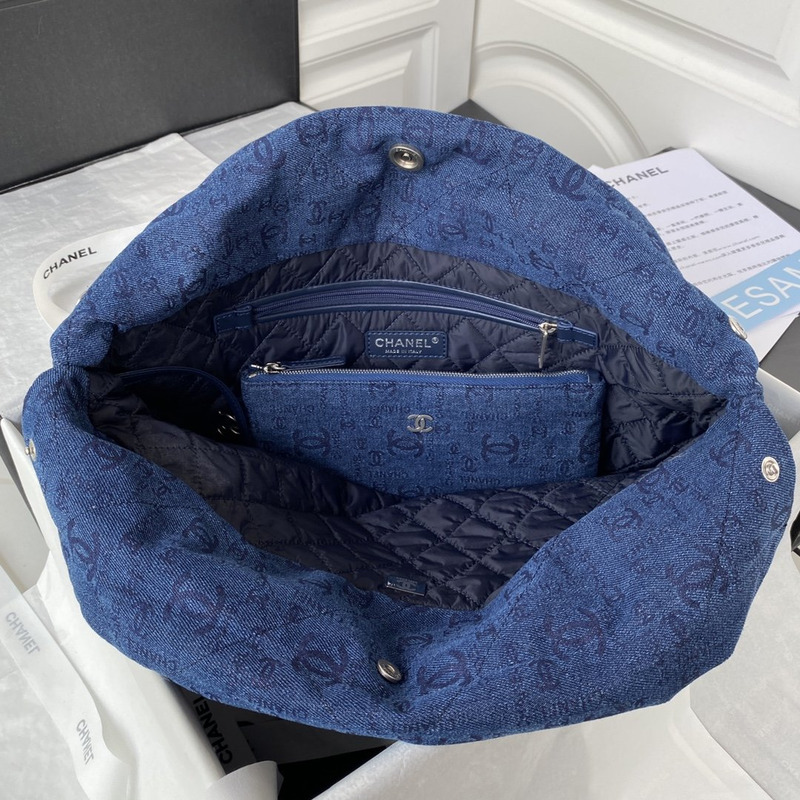 Ch*el 22 denim tote bag blue