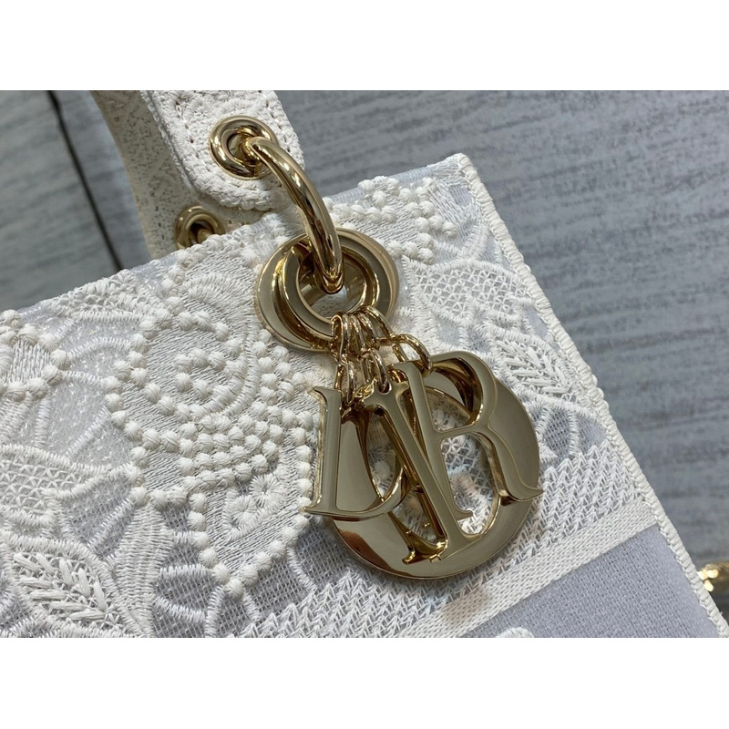 D*or medium lady d-lite bag natural embroidery with macramé effect