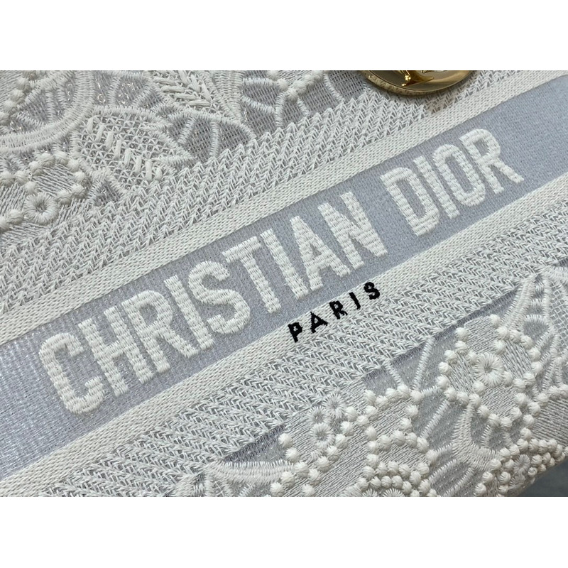 D*or medium lady d-lite bag natural embroidery with macramé effect