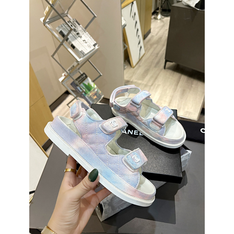 Ch*el dad sandals in rainbow pastels