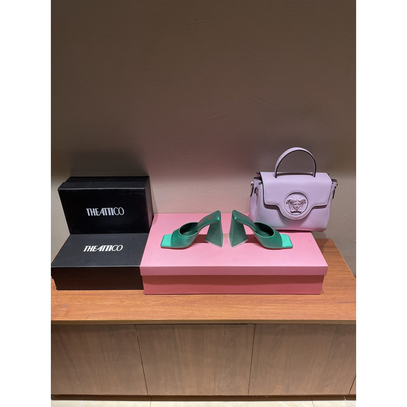 TheAttico Devon satin sandals  Green