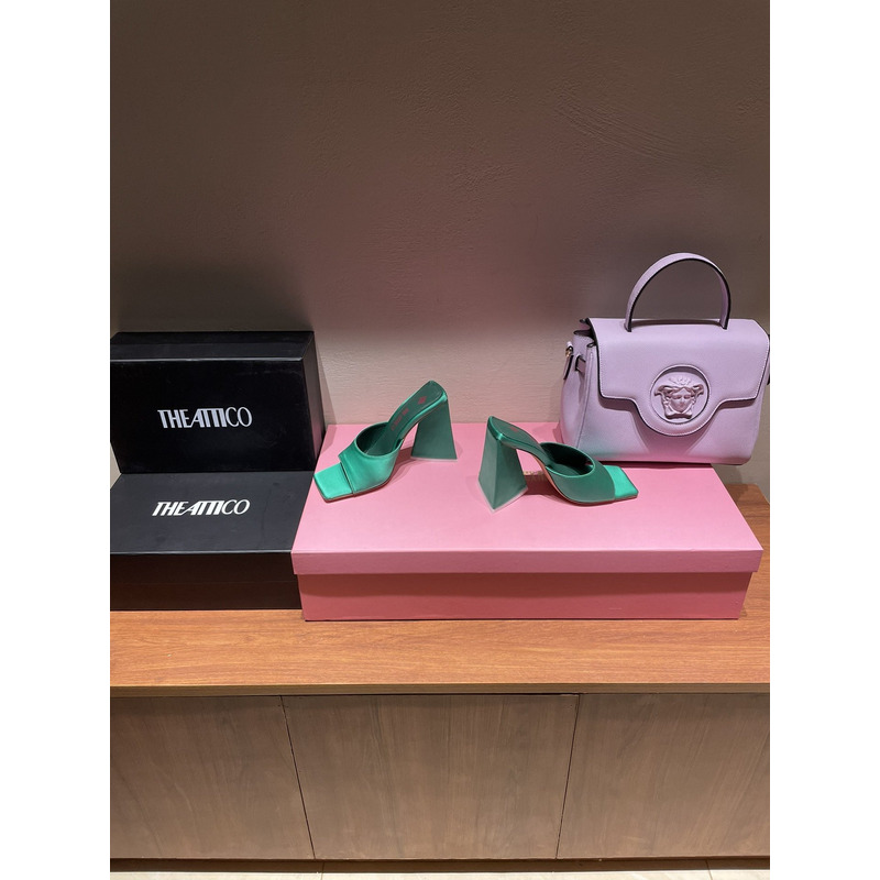 TheAttico Devon satin sandals  Green