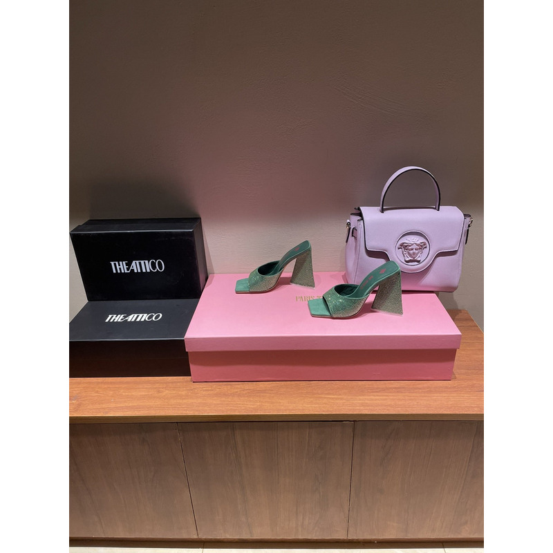 TheAttico Devon Patent Leather Sandals Green