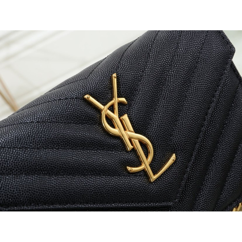 Saint Laurent Monogram Chain Leather Shoulder Bag