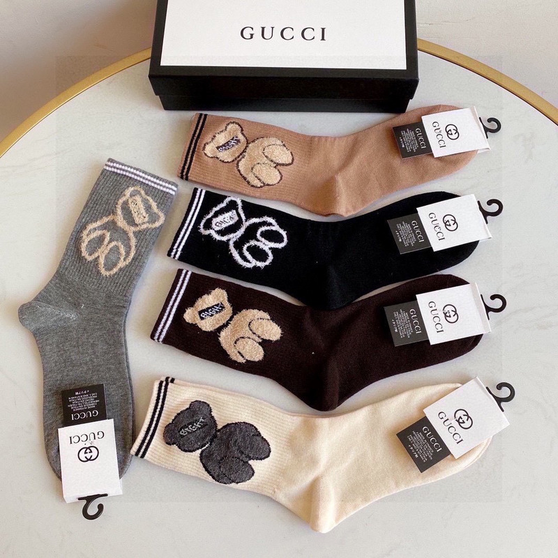 G*u*i bear cotton crew socks (5-pair)