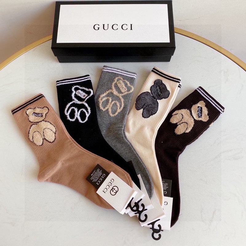 G*u*i bear cotton crew socks (5-pair)