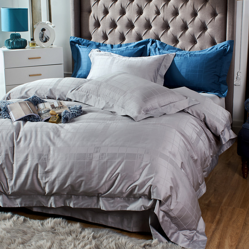 H**mes logo four piece bed suit bedding gray