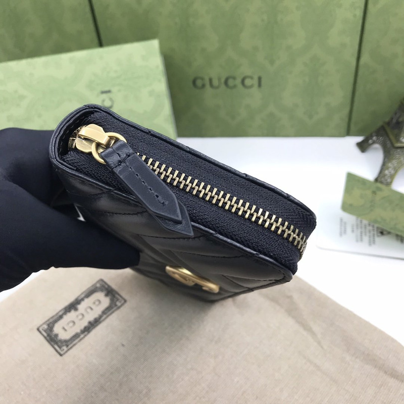 G*u*i gg marmont zip around wallet black leather