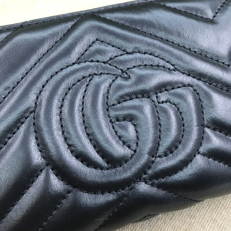 G*u*i gg marmont zip around wallet black leather