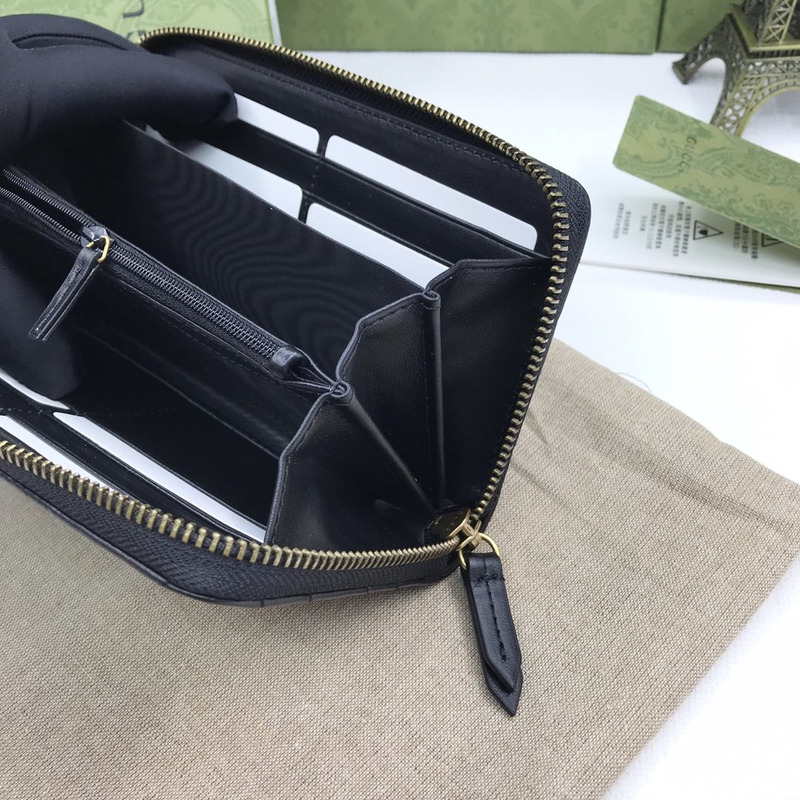 G*u*i gg marmont zip around wallet black leather