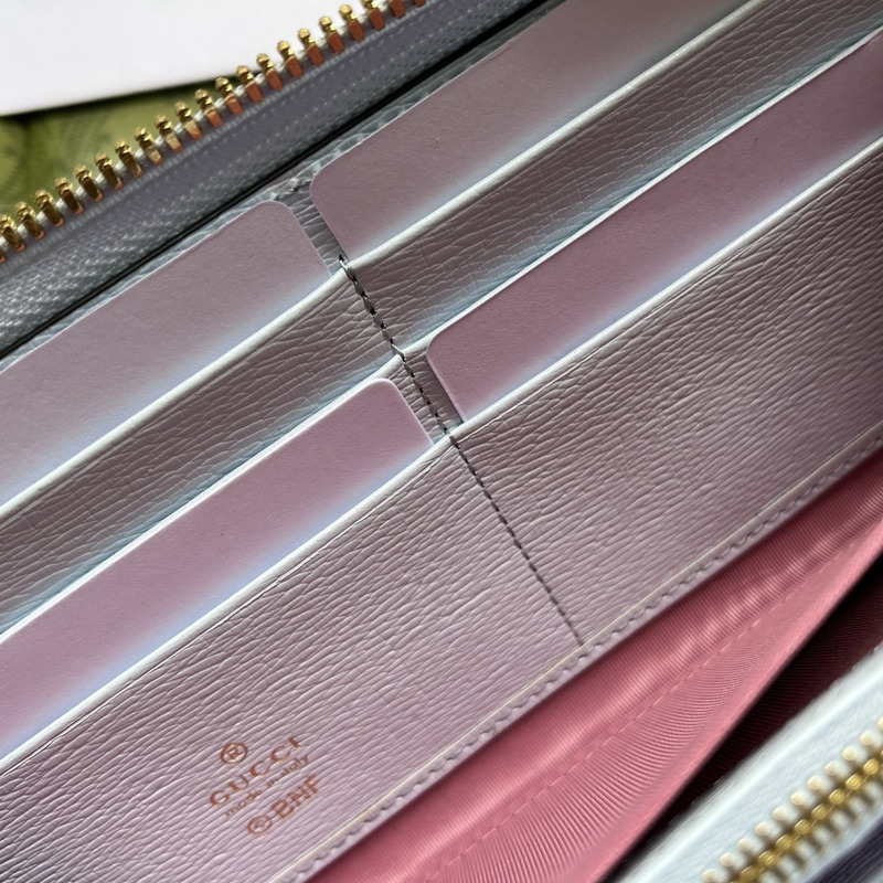 G*u*i bananya print zip around wallet light blue leather