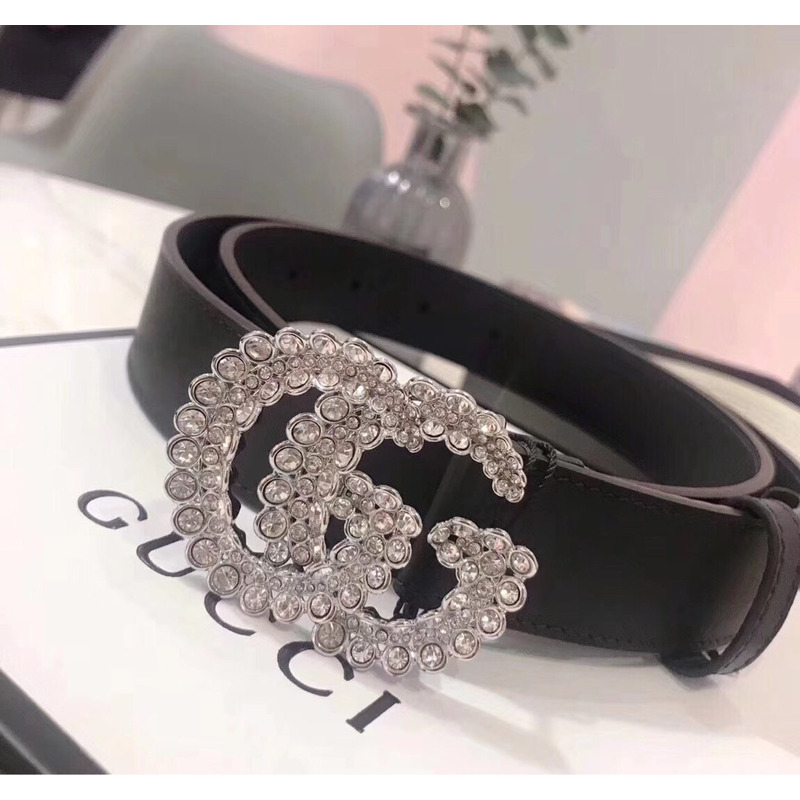 G*u*i leather belt with double g buckle