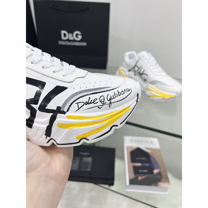 Dolce & Gabbana Daymaster Sneakers in Nappa Calfskin White & Yellow
