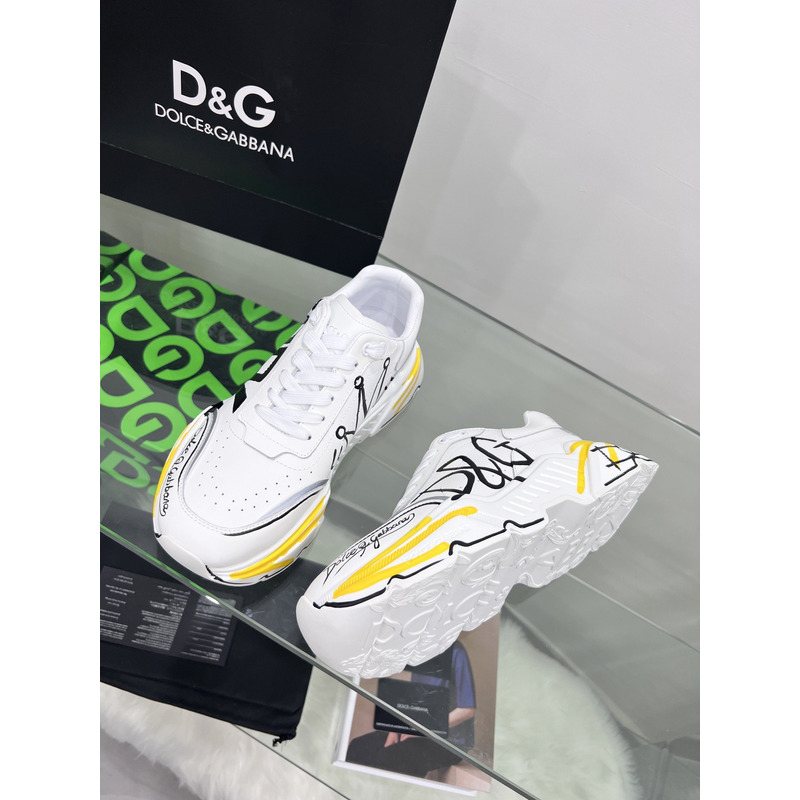 Dolce & Gabbana Daymaster Sneakers in Nappa Calfskin White & Yellow