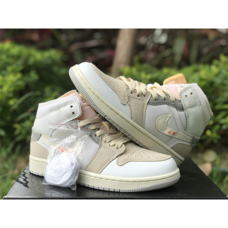 Air Jodan 1 Mid Craft Inside Out White Grey