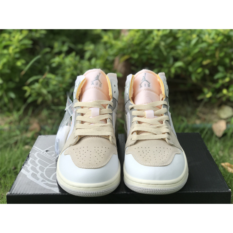 Air Jodan 1 Mid Craft Inside Out White Grey