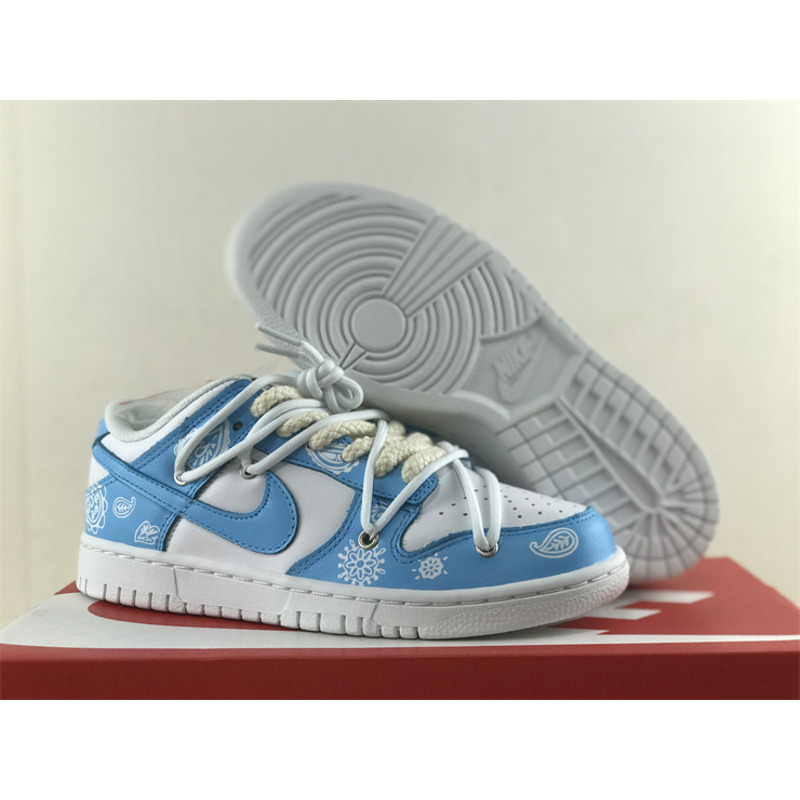 Nike Dunk Low Cashew Flower Sneaker Blue and White
