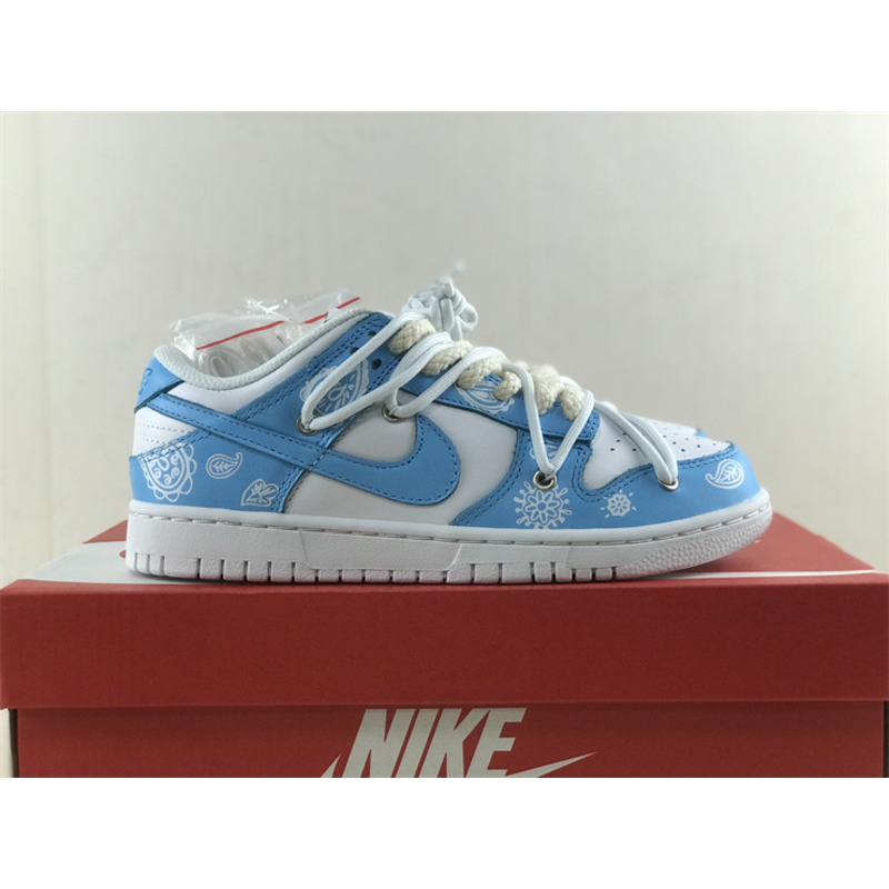 Nike Dunk Low Cashew Flower Sneaker Blue and White