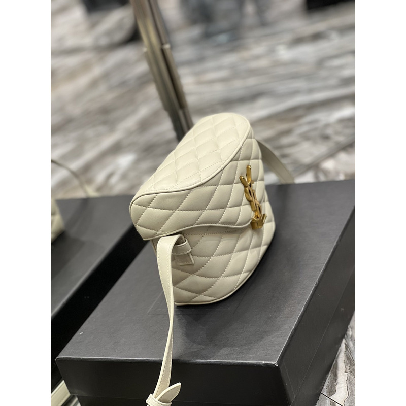 Saint Laurent June Quilted Leather Shoulder Bag White