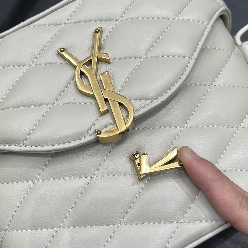 Saint Laurent June Quilted Leather Shoulder Bag White