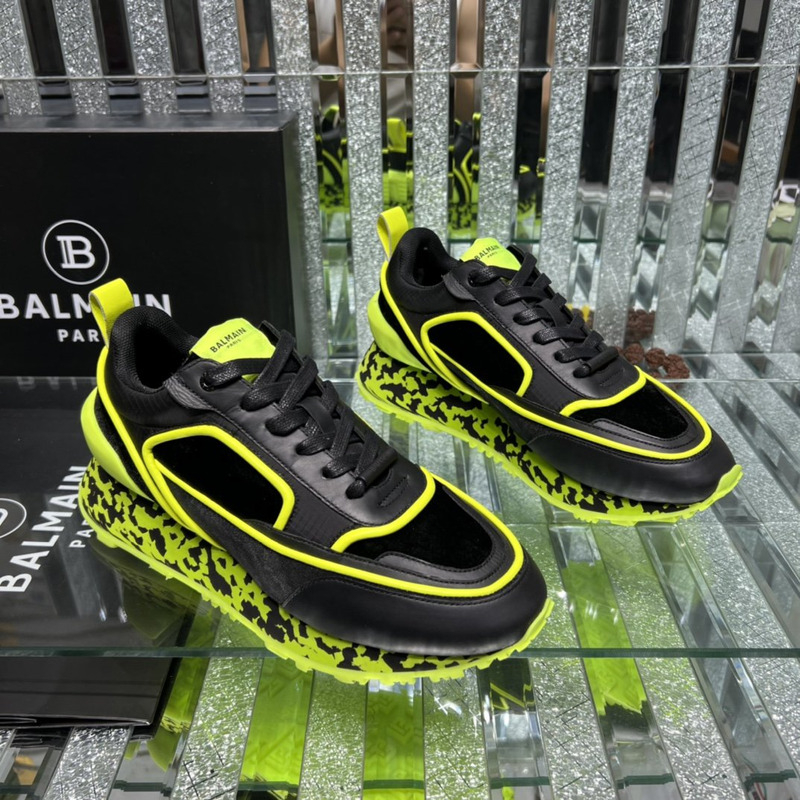 Balmain Velvet, Nylon and Mesh Racer Low-top Sneakers Yellow