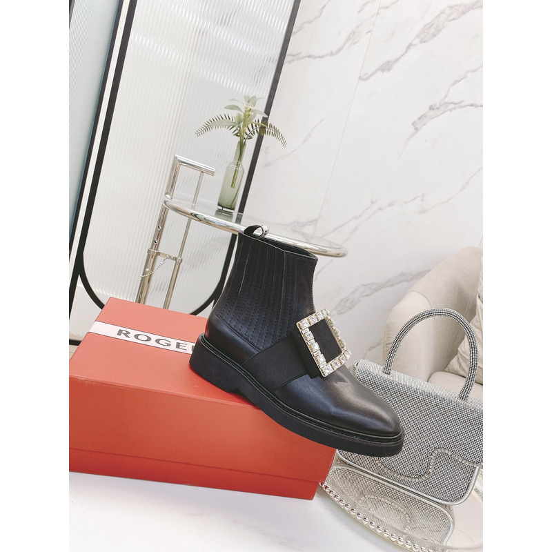 Roger Vivier Viv Ranger Crystal-embellished Patent-leather Chelsea Boots Brown