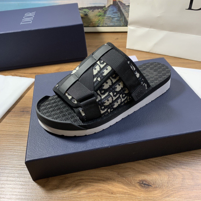 D*or alpha sandal beige and black D*or oblique jacquard men